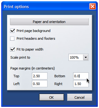 opera browser margin settings for integrated labels