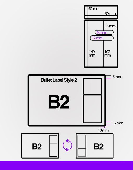 B2 Bullet integrated labels dimension
