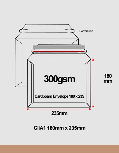 A1 Cardboard Envelope 180mm x 235mm 300gsm